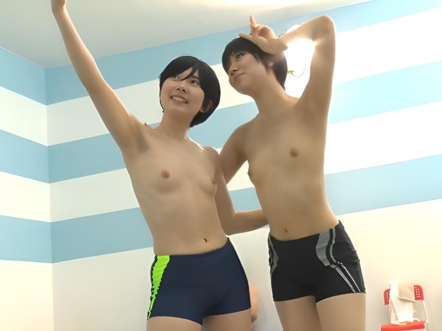 【皆月ひかる・赤名いと】男子水着チャレンジで羞恥興奮！県民プールの度胸試しに挑…